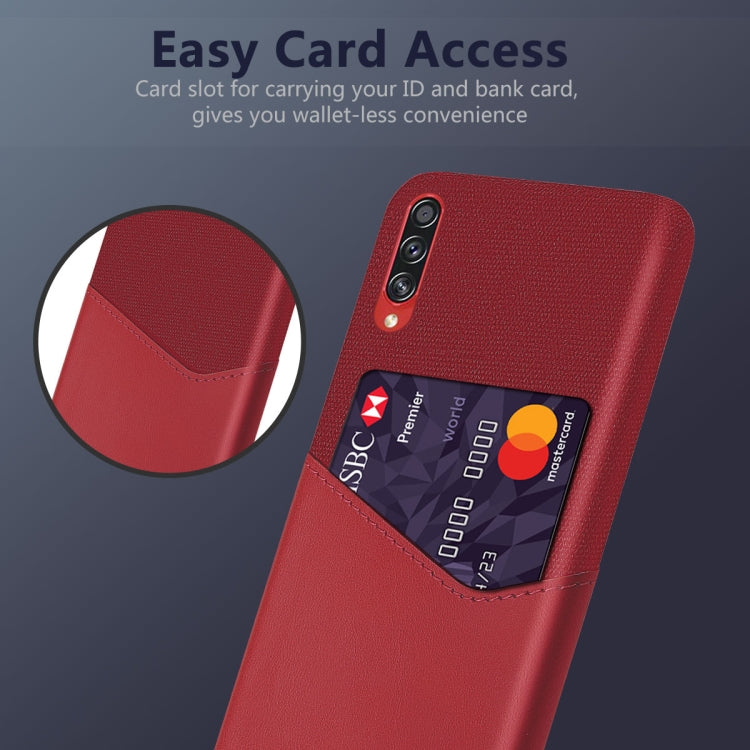 For Samsung Galaxy A70s Cloth Texture PC + PU Leather Back Cover Shockproof Case with Card Slot