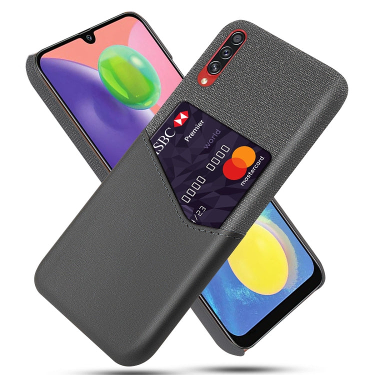 For Samsung Galaxy A70s Cloth Texture PC + PU Leather Back Cover Shockproof Case with Card Slot