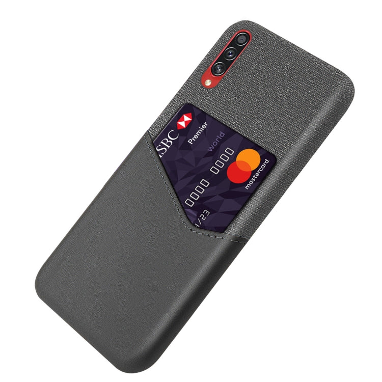 For Samsung Galaxy A70s Cloth Texture PC + PU Leather Back Cover Shockproof Case with Card Slot
