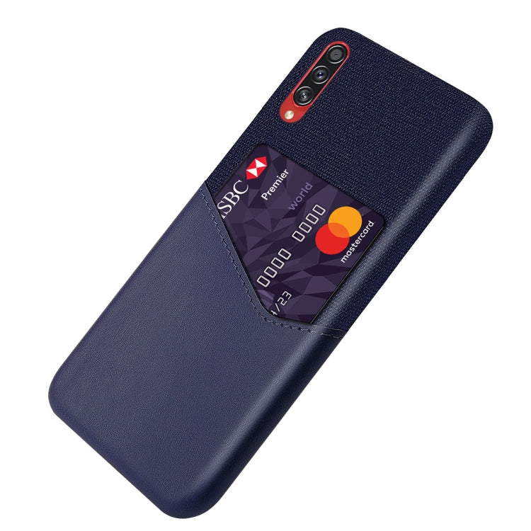 For Samsung Galaxy A70s Cloth Texture PC + PU Leather Back Cover Shockproof Case with Card Slot