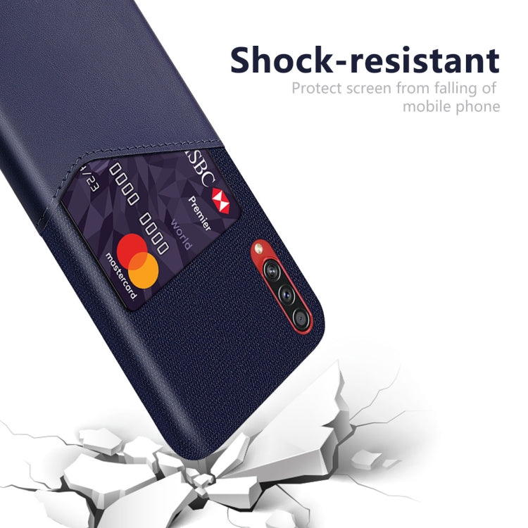 For Samsung Galaxy A70s Cloth Texture PC + PU Leather Back Cover Shockproof Case with Card Slot