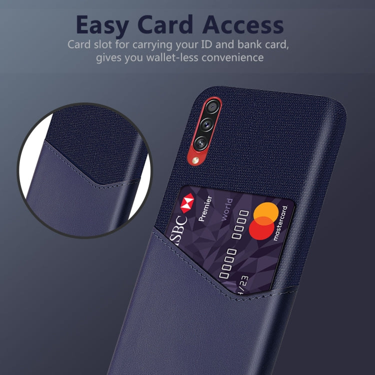 For Samsung Galaxy A70s Cloth Texture PC + PU Leather Back Cover Shockproof Case with Card Slot