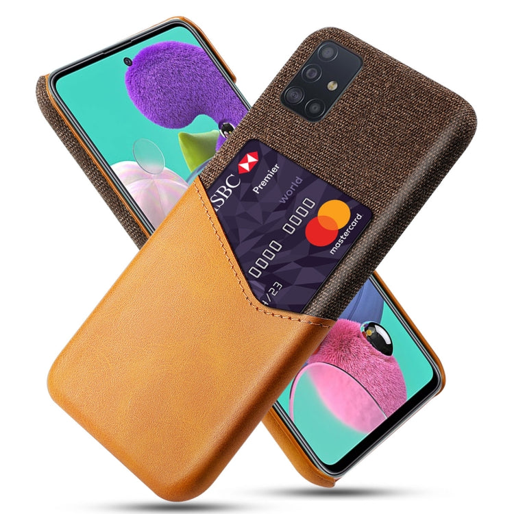 For Samsung Galaxy A71 Cloth Texture PC + PU Leather Back Cover Shockproof Case with Card Slot