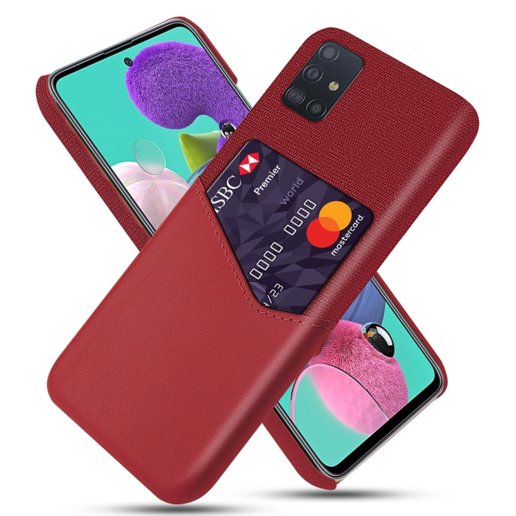 For Samsung Galaxy A71 Cloth Texture PC + PU Leather Back Cover Shockproof Case with Card Slot