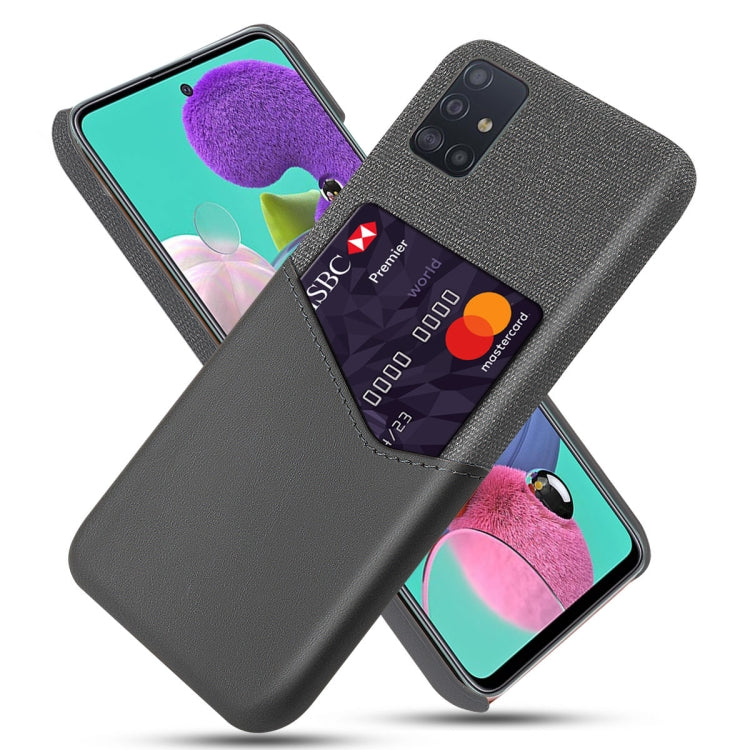 For Samsung Galaxy A71 Cloth Texture PC + PU Leather Back Cover Shockproof Case with Card Slot