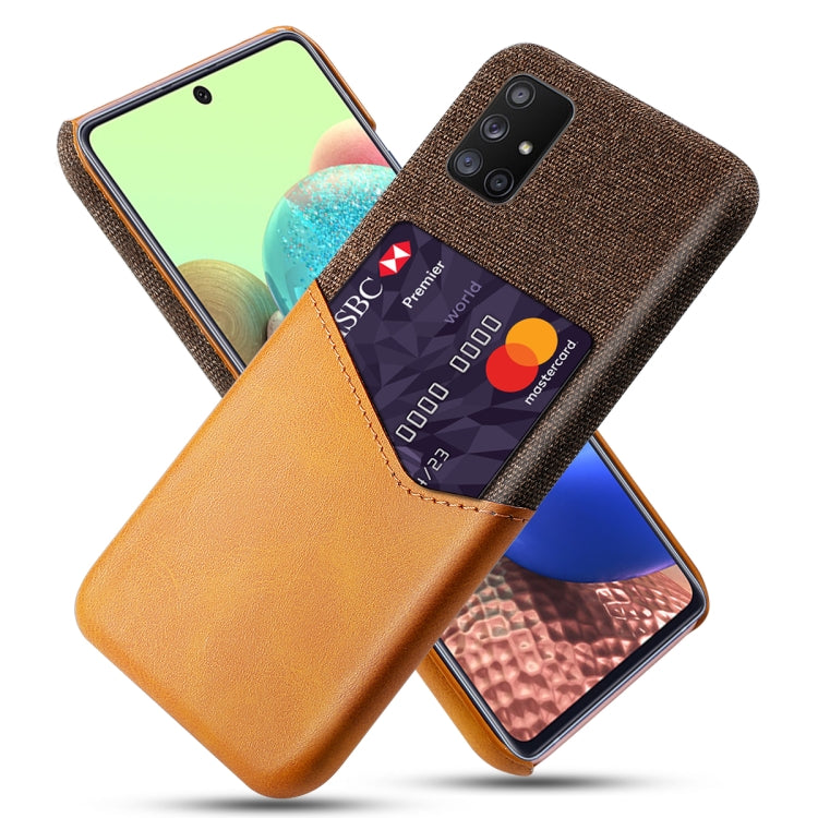 For Samsung Galaxy A71 5G Cloth Texture PC + PU Leather Back Cover Shockproof Case with Card Slot