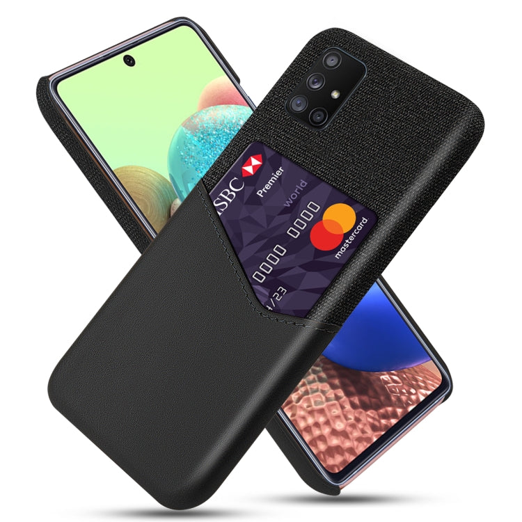 For Samsung Galaxy A71 5G Cloth Texture PC + PU Leather Back Cover Shockproof Case with Card Slot