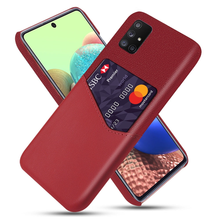 For Samsung Galaxy A71 5G Cloth Texture PC + PU Leather Back Cover Shockproof Case with Card Slot