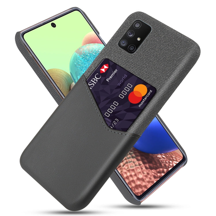 For Samsung Galaxy A71 5G Cloth Texture PC + PU Leather Back Cover Shockproof Case with Card Slot