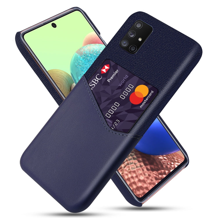 For Samsung Galaxy A71 5G Cloth Texture PC + PU Leather Back Cover Shockproof Case with Card Slot