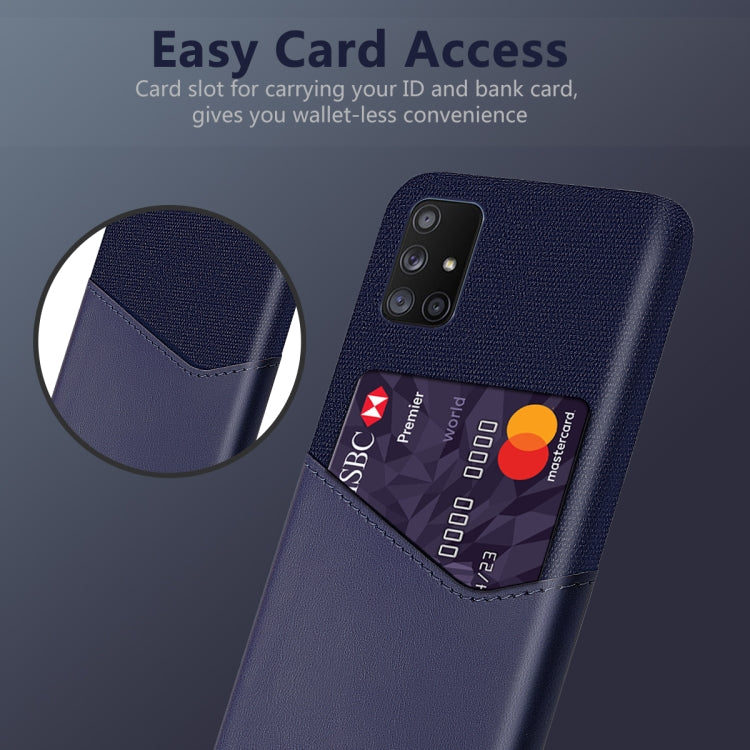 For Samsung Galaxy A71 5G Cloth Texture PC + PU Leather Back Cover Shockproof Case with Card Slot