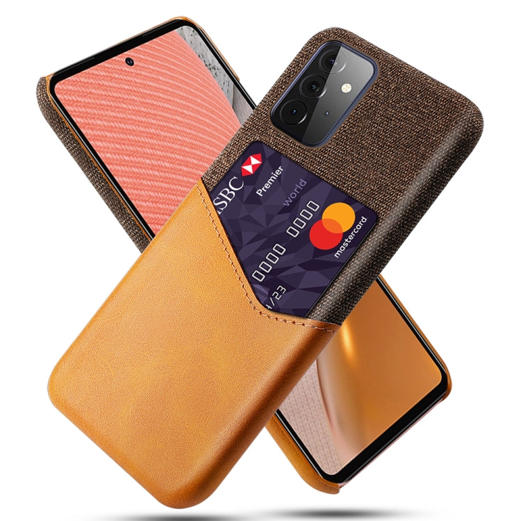 For Samsung Galaxy A72 5G Cloth Texture PC + PU Leather Back Cover Shockproof Case with Card Slot