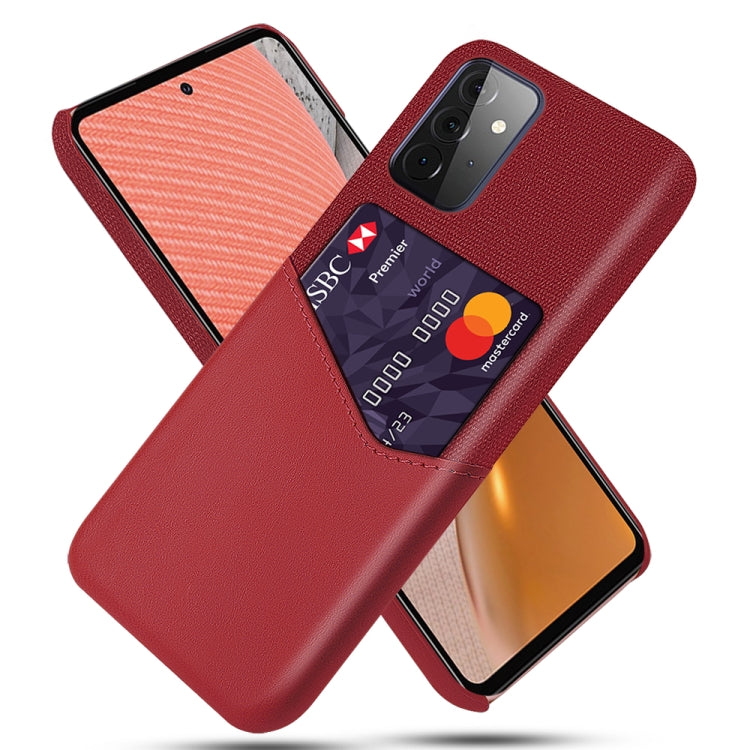 For Samsung Galaxy A72 5G Cloth Texture PC + PU Leather Back Cover Shockproof Case with Card Slot