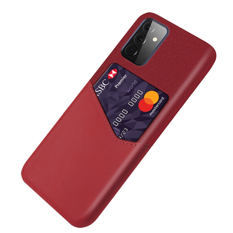 For Samsung Galaxy A72 5G Cloth Texture PC + PU Leather Back Cover Shockproof Case with Card Slot