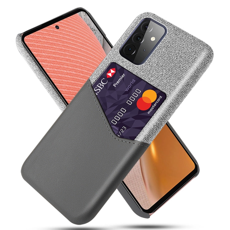 For Samsung Galaxy A72 5G Cloth Texture PC + PU Leather Back Cover Shockproof Case with Card Slot