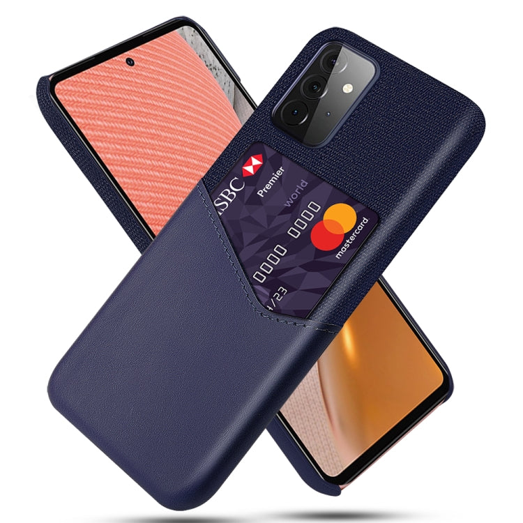 For Samsung Galaxy A72 5G Cloth Texture PC + PU Leather Back Cover Shockproof Case with Card Slot