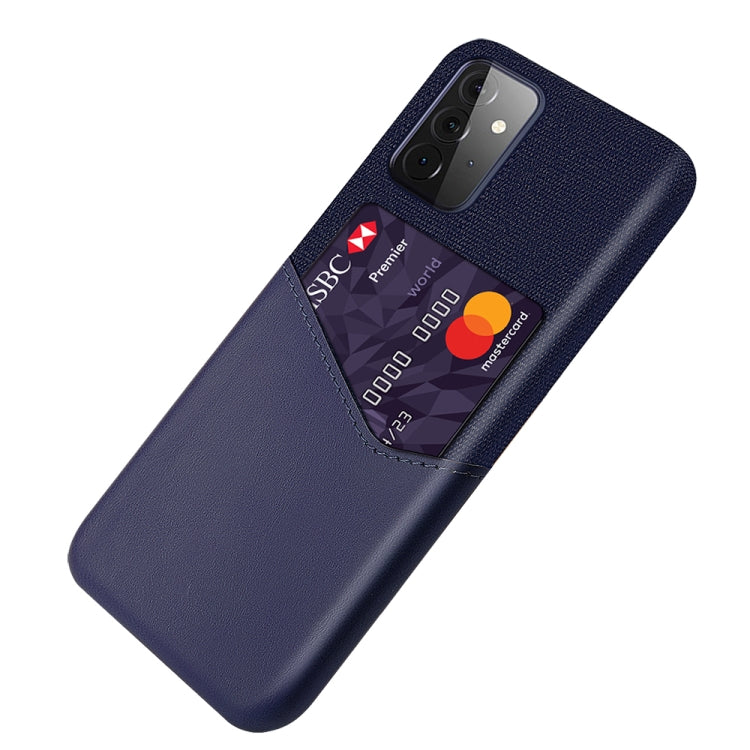 For Samsung Galaxy A72 5G Cloth Texture PC + PU Leather Back Cover Shockproof Case with Card Slot