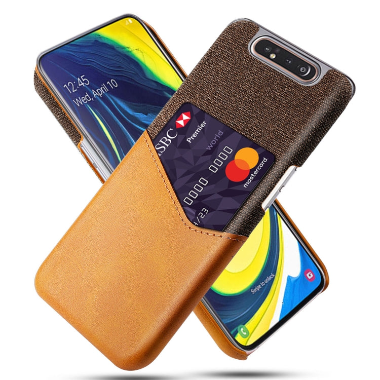 For Samsung Galaxy A80 Cloth Texture PC + PU Leather Back Cover Shockproof Case with Card Slot