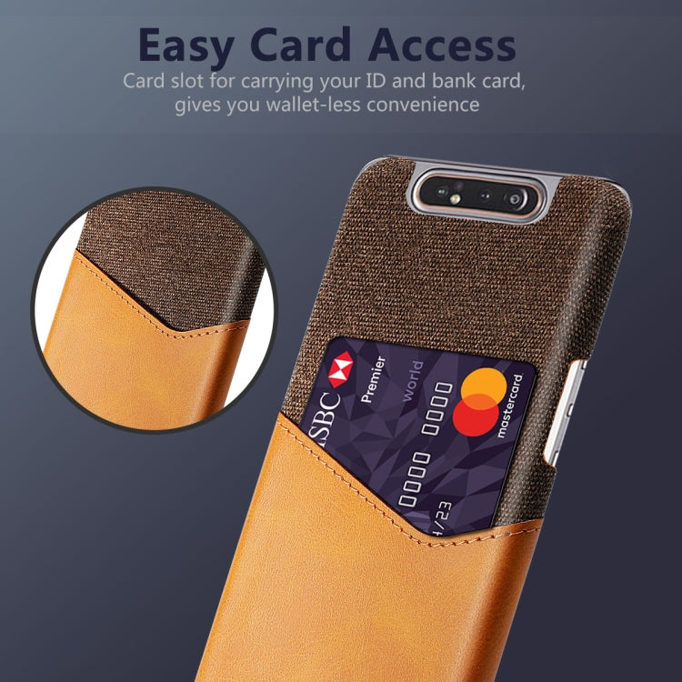 For Samsung Galaxy A80 Cloth Texture PC + PU Leather Back Cover Shockproof Case with Card Slot
