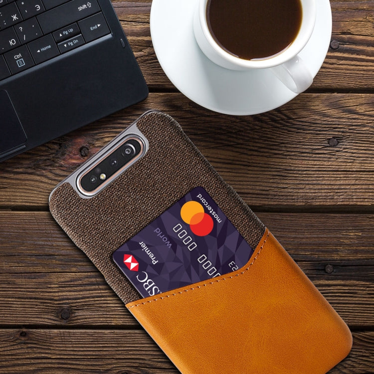For Samsung Galaxy A80 Cloth Texture PC + PU Leather Back Cover Shockproof Case with Card Slot