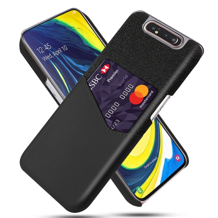 For Samsung Galaxy A80 Cloth Texture PC + PU Leather Back Cover Shockproof Case with Card Slot