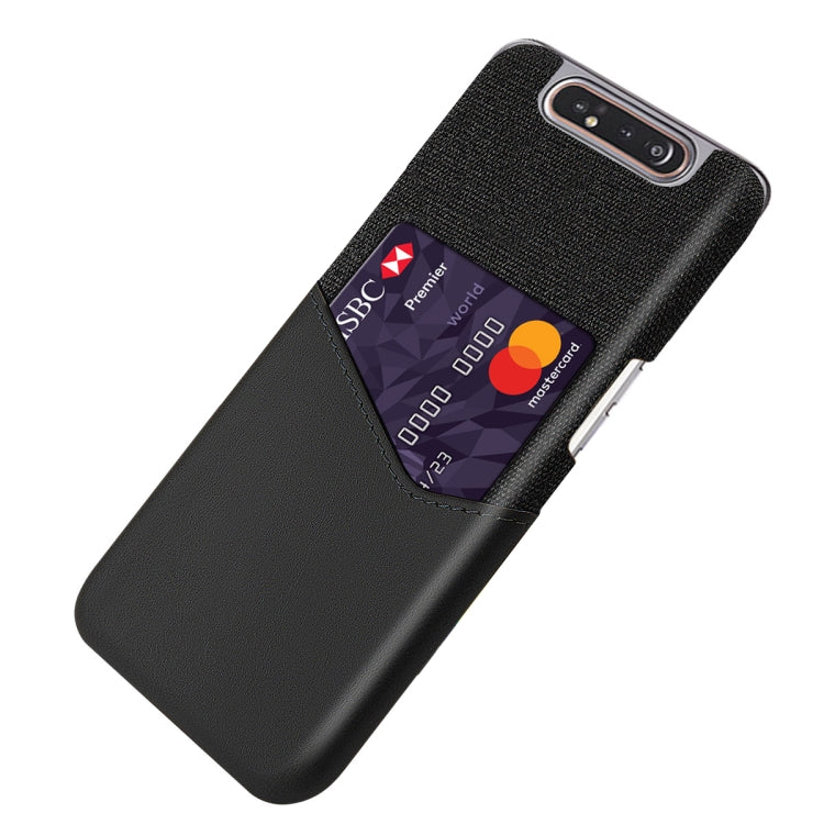 For Samsung Galaxy A80 Cloth Texture PC + PU Leather Back Cover Shockproof Case with Card Slot