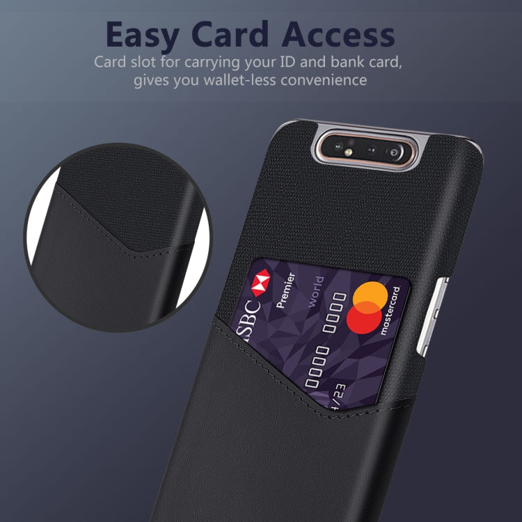 For Samsung Galaxy A80 Cloth Texture PC + PU Leather Back Cover Shockproof Case with Card Slot