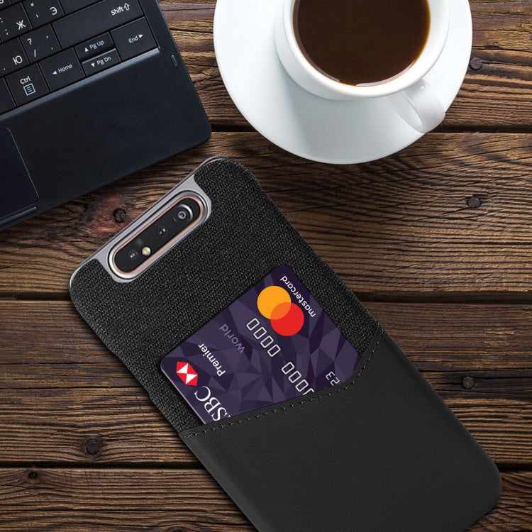 For Samsung Galaxy A80 Cloth Texture PC + PU Leather Back Cover Shockproof Case with Card Slot