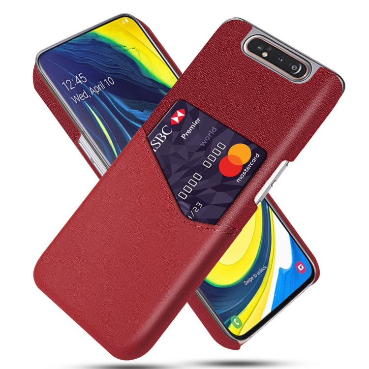 For Samsung Galaxy A80 Cloth Texture PC + PU Leather Back Cover Shockproof Case with Card Slot