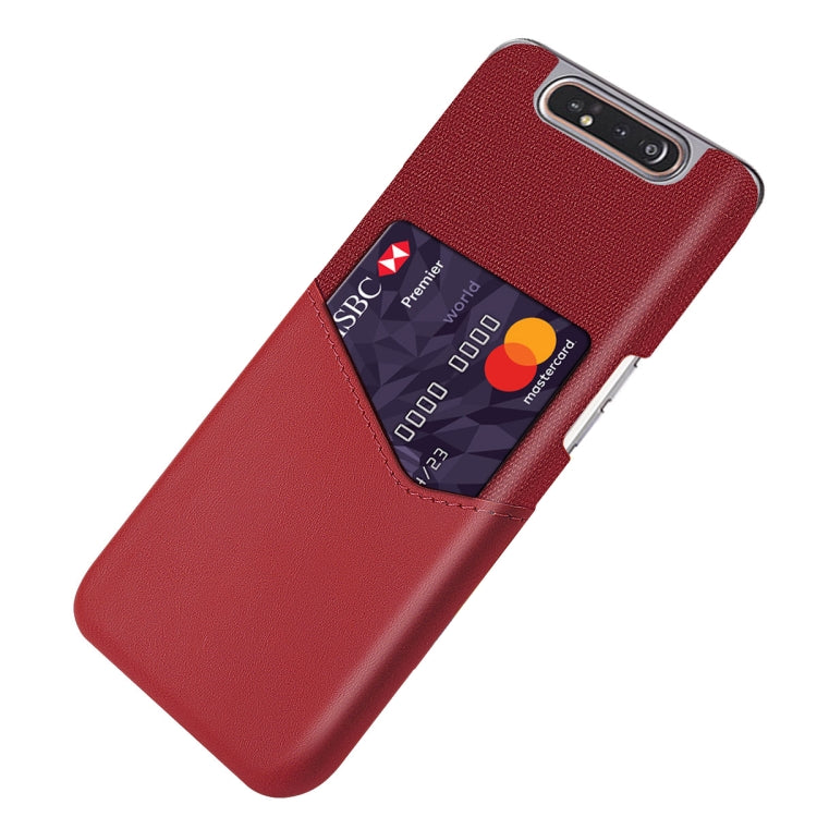 For Samsung Galaxy A80 Cloth Texture PC + PU Leather Back Cover Shockproof Case with Card Slot