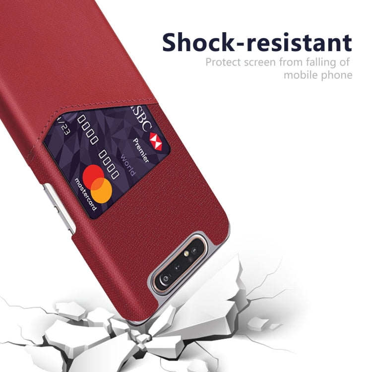For Samsung Galaxy A80 Cloth Texture PC + PU Leather Back Cover Shockproof Case with Card Slot