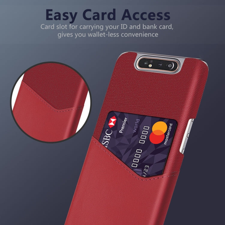 For Samsung Galaxy A80 Cloth Texture PC + PU Leather Back Cover Shockproof Case with Card Slot