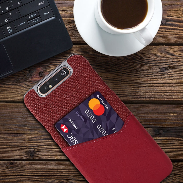 For Samsung Galaxy A80 Cloth Texture PC + PU Leather Back Cover Shockproof Case with Card Slot