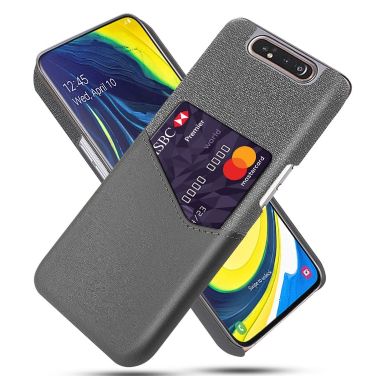 For Samsung Galaxy A80 Cloth Texture PC + PU Leather Back Cover Shockproof Case with Card Slot