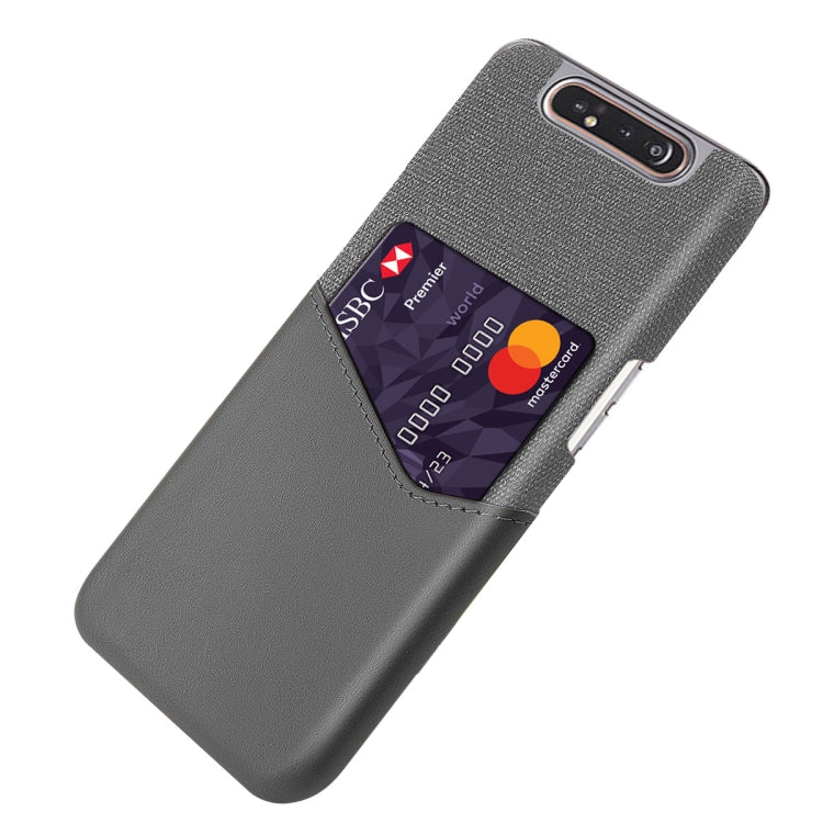 For Samsung Galaxy A80 Cloth Texture PC + PU Leather Back Cover Shockproof Case with Card Slot