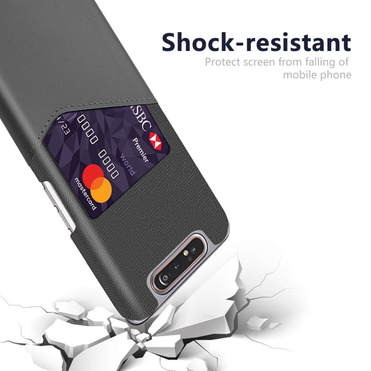 For Samsung Galaxy A80 Cloth Texture PC + PU Leather Back Cover Shockproof Case with Card Slot