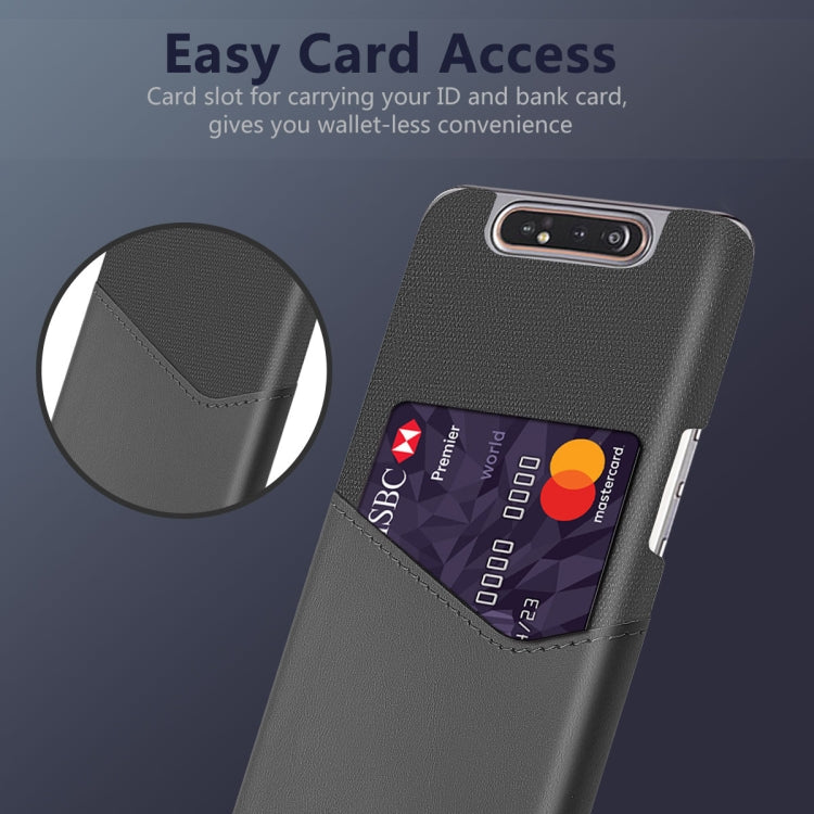 For Samsung Galaxy A80 Cloth Texture PC + PU Leather Back Cover Shockproof Case with Card Slot