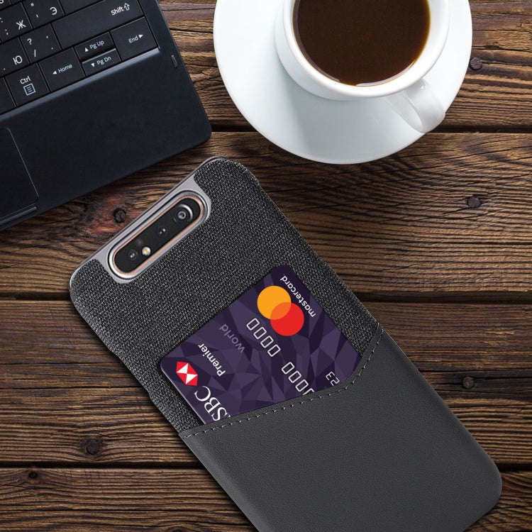 For Samsung Galaxy A80 Cloth Texture PC + PU Leather Back Cover Shockproof Case with Card Slot
