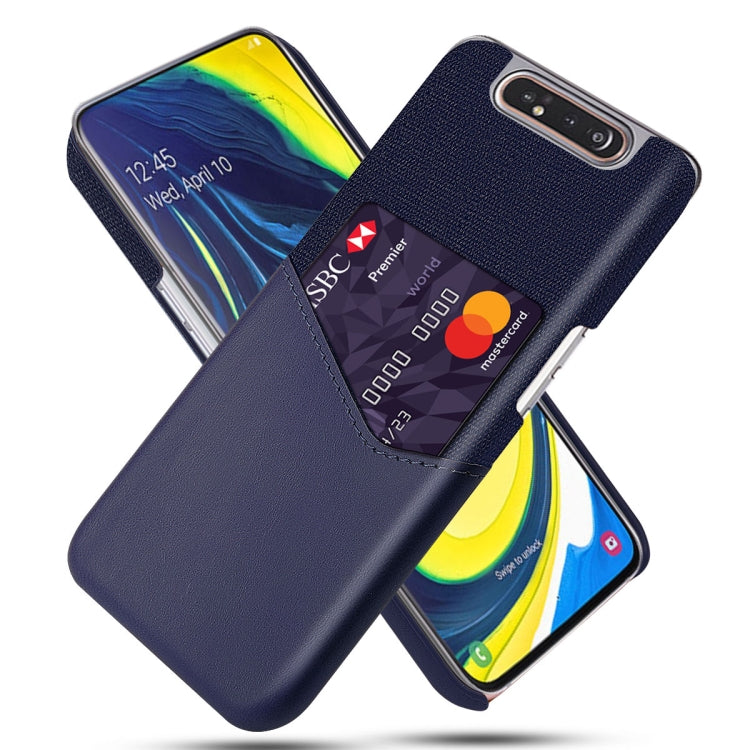 For Samsung Galaxy A80 Cloth Texture PC + PU Leather Back Cover Shockproof Case with Card Slot