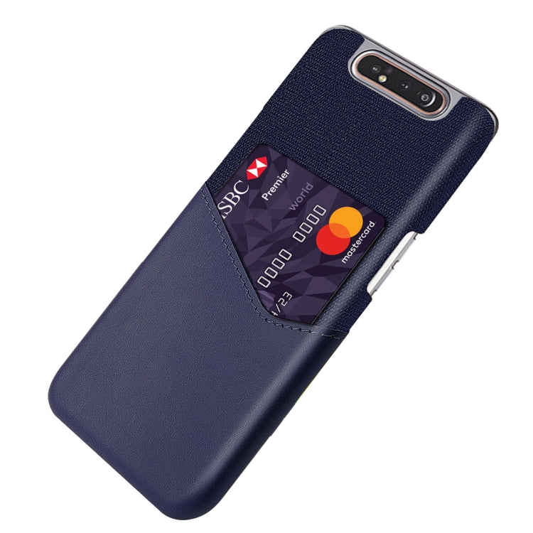 For Samsung Galaxy A80 Cloth Texture PC + PU Leather Back Cover Shockproof Case with Card Slot