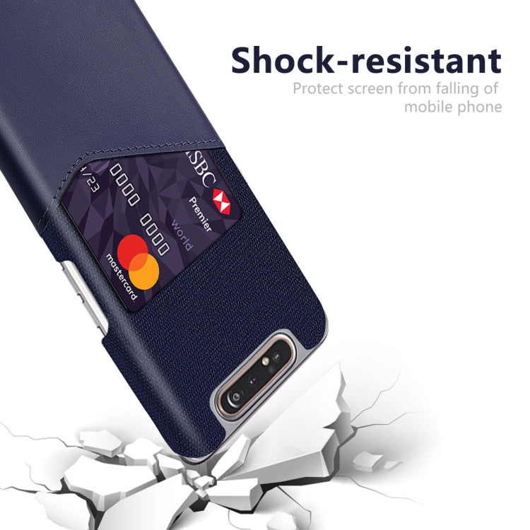 For Samsung Galaxy A80 Cloth Texture PC + PU Leather Back Cover Shockproof Case with Card Slot
