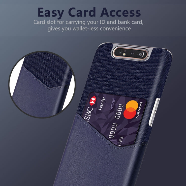 For Samsung Galaxy A80 Cloth Texture PC + PU Leather Back Cover Shockproof Case with Card Slot