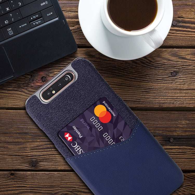 For Samsung Galaxy A80 Cloth Texture PC + PU Leather Back Cover Shockproof Case with Card Slot