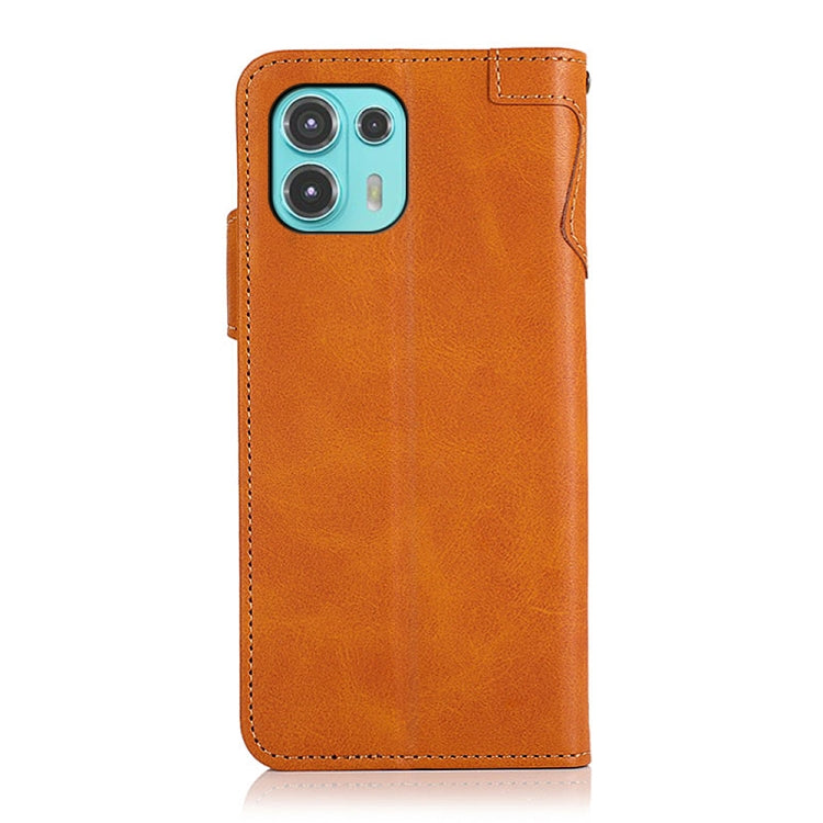 For Motorola Edge 20 Lite KHAZNEH Dual-Splicing Cowhide Texture Horizontal Flip Leather Case with Holder & Card Slots & Wallet & Photo Frame & Lanyard