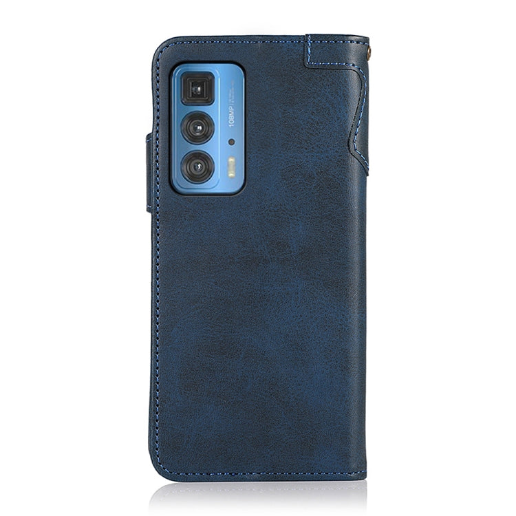 For Motorola Edge 20 Pro KHAZNEH Dual-Splicing Cowhide Texture Horizontal Flip Leather Case with Holder & Card Slots & Wallet & Photo Frame & Lanyard