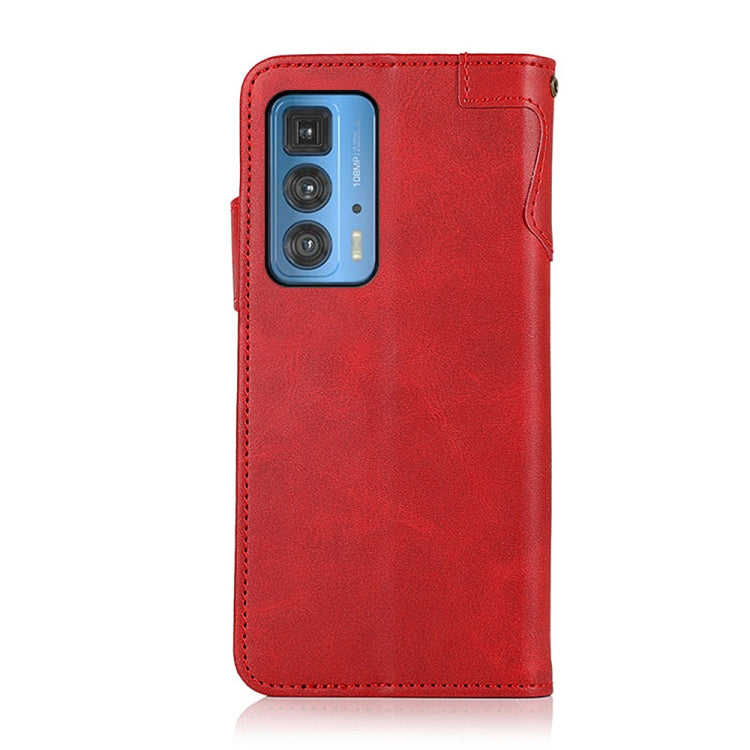 For Motorola Edge 20 Pro KHAZNEH Dual-Splicing Cowhide Texture Horizontal Flip Leather Case with Holder & Card Slots & Wallet & Photo Frame & Lanyard