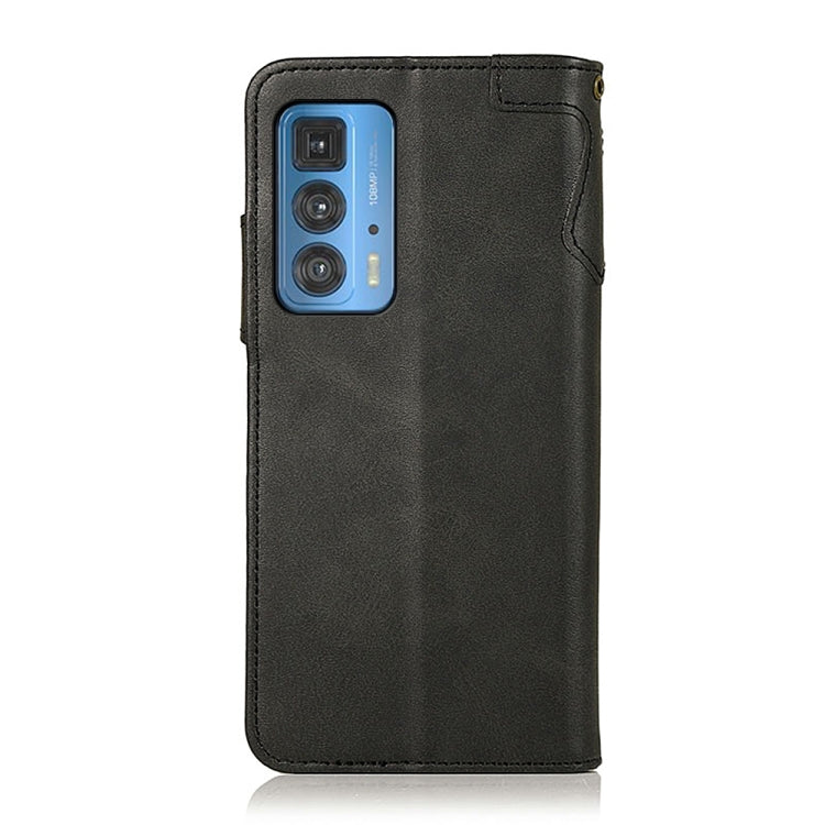 For Motorola Edge 20 Pro KHAZNEH Dual-Splicing Cowhide Texture Horizontal Flip Leather Case with Holder & Card Slots & Wallet & Photo Frame & Lanyard