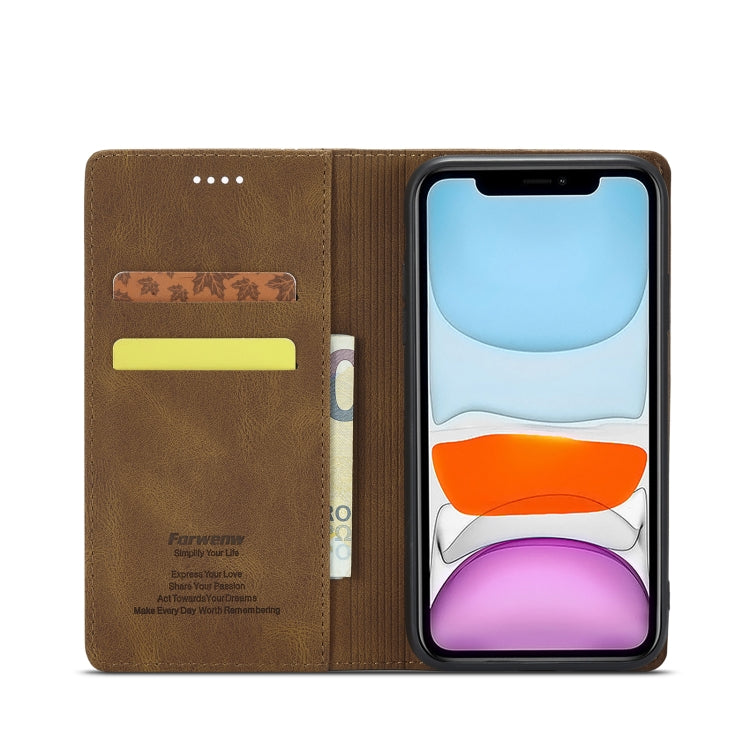 For iPhone 11 Forwenw F2 Series Magnetic Horizontal Flip Leather Case with Holder & Card Slots & Wallet