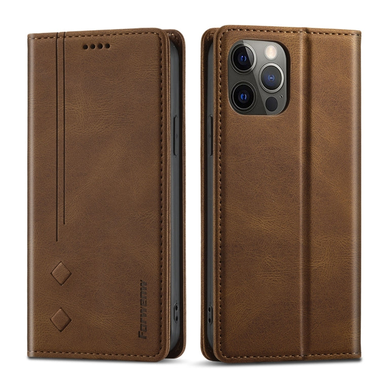 For iPhone 12 / 12 Pro Forwenw F2 Series Magnetic Horizontal Flip Leather Case with Holder & Card Slots & Wallet