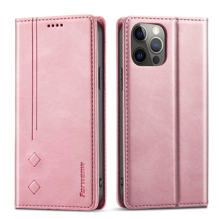 For iPhone 12 / 12 Pro Forwenw F2 Series Magnetic Horizontal Flip Leather Case with Holder & Card Slots & Wallet
